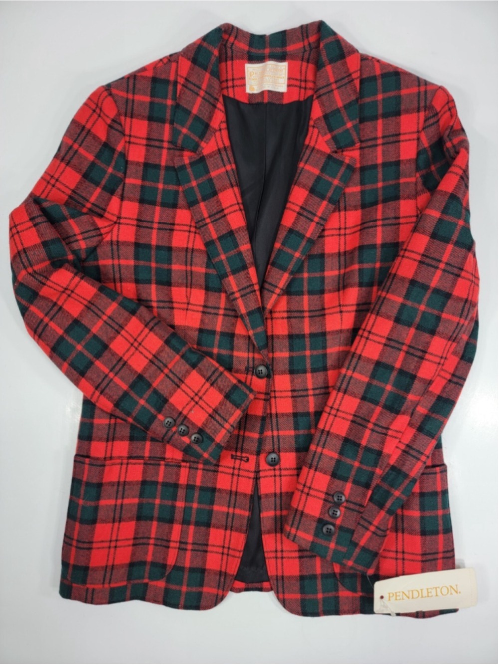 NEW Pendleton Vintage Women’s Size 12 Red Plaid Tartan Wool Blazer Jacket NWT